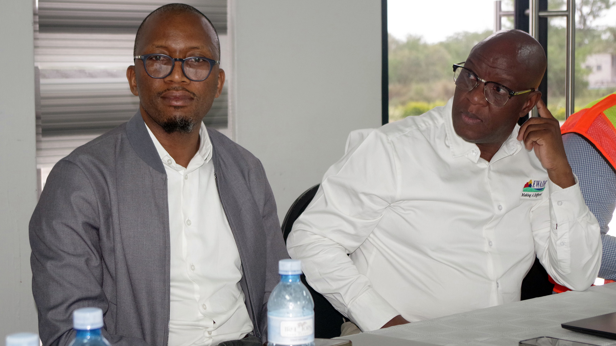 EWADE Director Commercial Musa Masilela (L) and Director Corporate Services John Nsibande. 